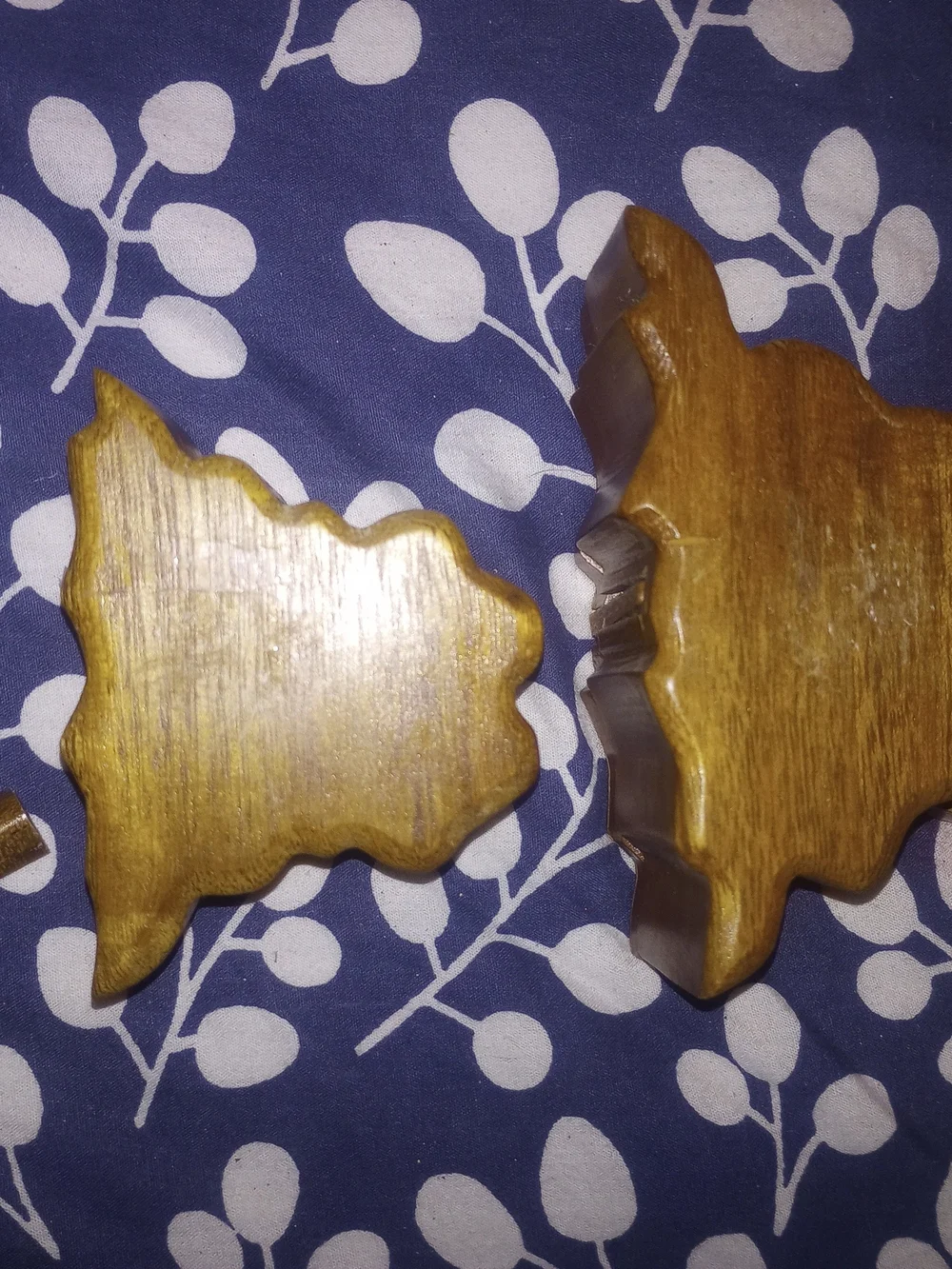 Two Handmade Puzzle Wooden Frog Trinket Boxes